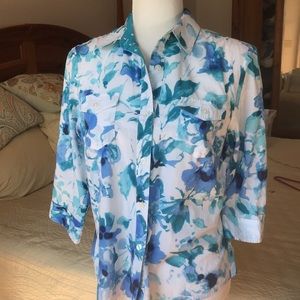 Jones of NY Floral Button Down Top Size PL Large Petite